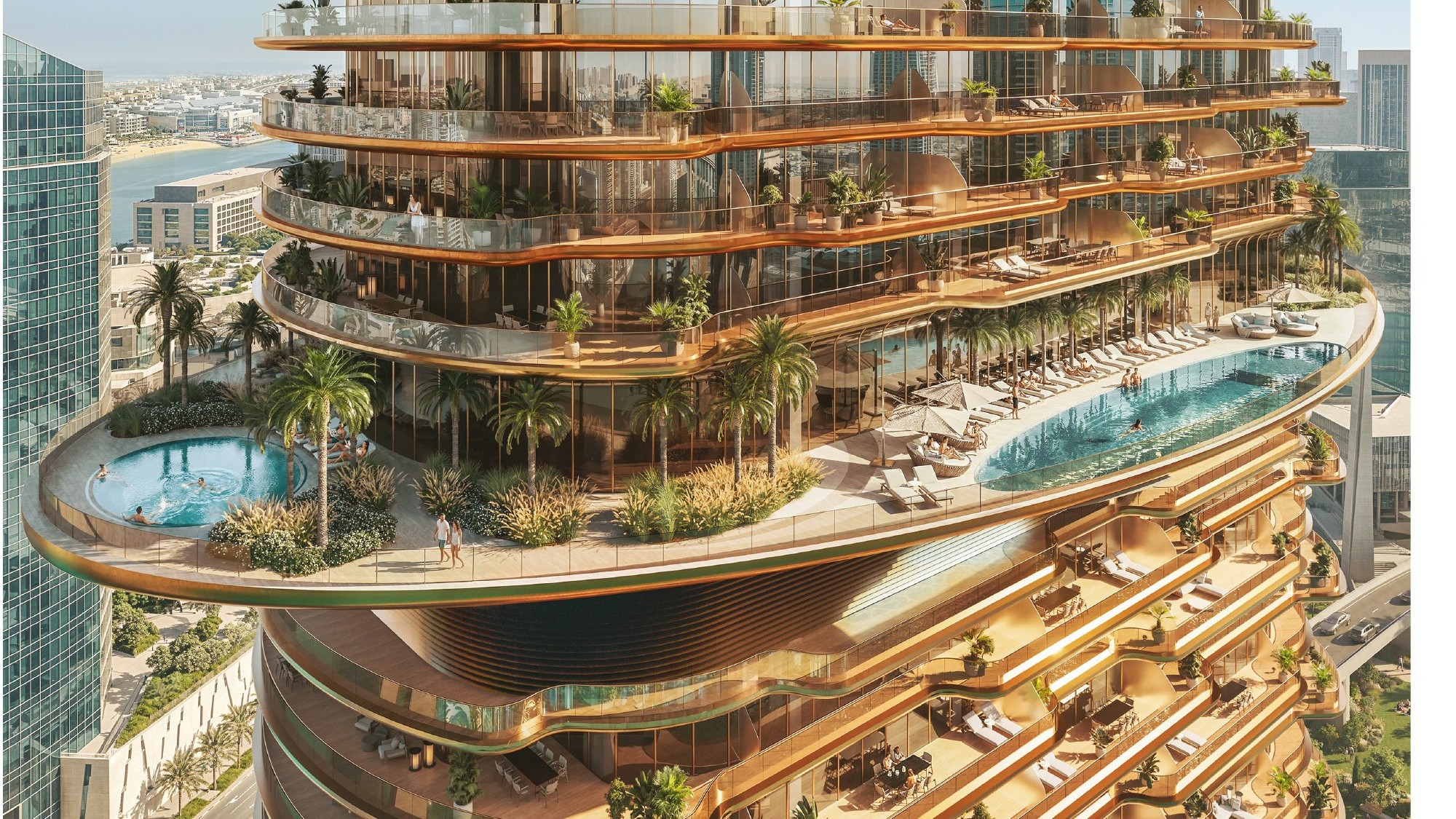 Sky terrace and pool levels